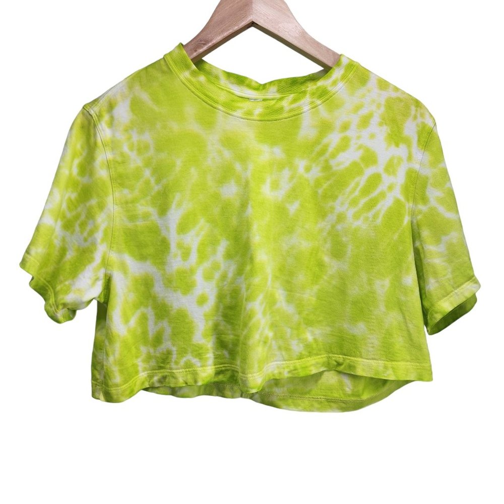 Lululemon All Yours Cropped Cotton T-Shirt Tie Dye Women's Size 2 Green Tie Dye - Picture 7 of 8